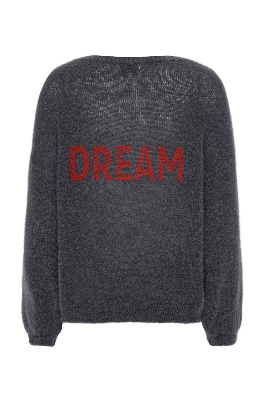 Knitwear | Americandreams Silja Back Letters Anthracite Grey W/ Coral Red Letters (Dream)