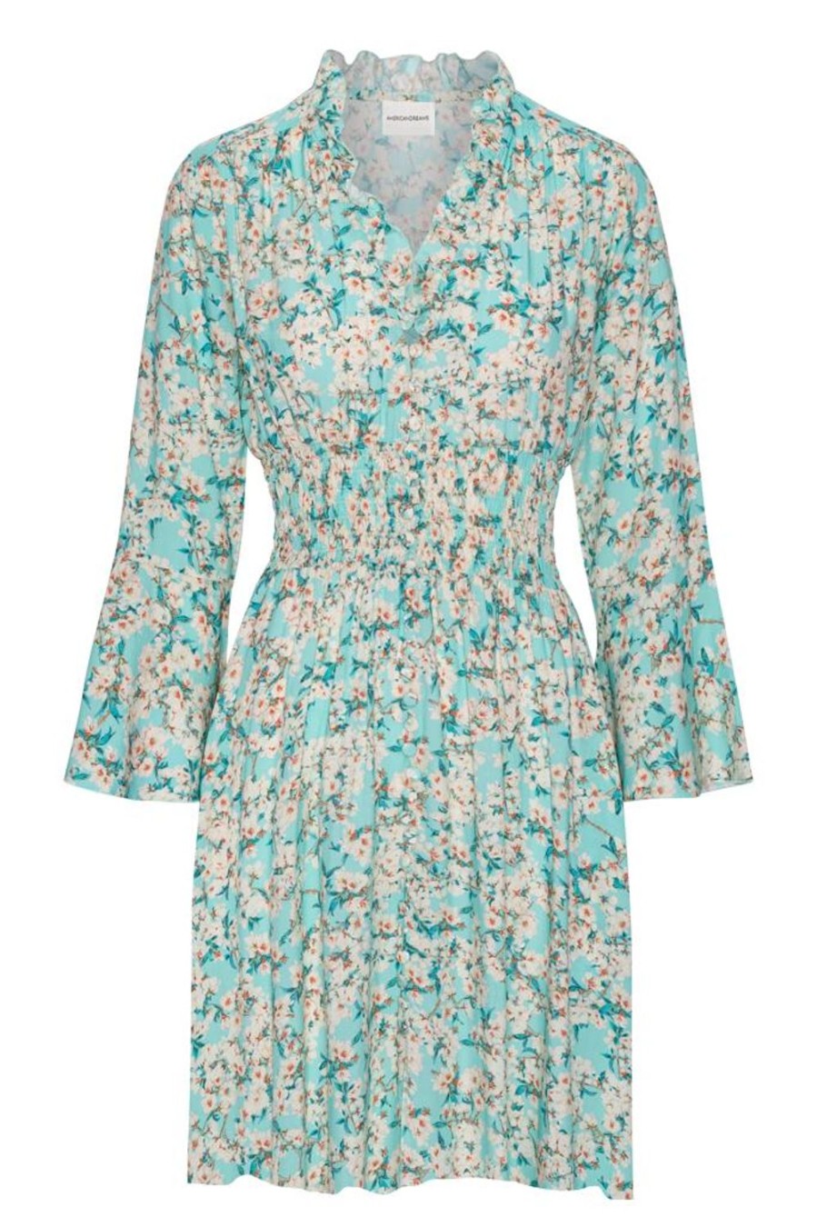 Dresses | Americandreams Sally Short Dress Turquoise Big White Flowers