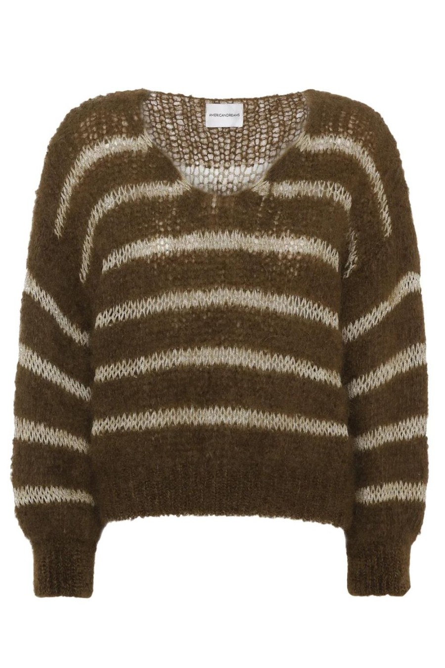 Knitwear | Americandreams Katie Ls Knit Dark Brown W/Gold