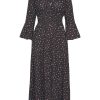 Dresses | Americandreams Sally Cotton Long Dress Black W/ Mixed Flower