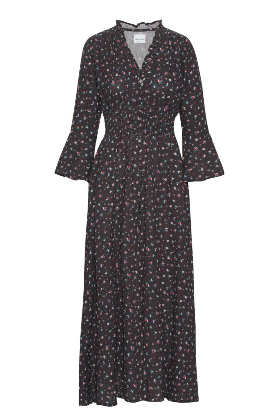 Dresses | Americandreams Sally Cotton Long Dress Black W/ Mixed Flower