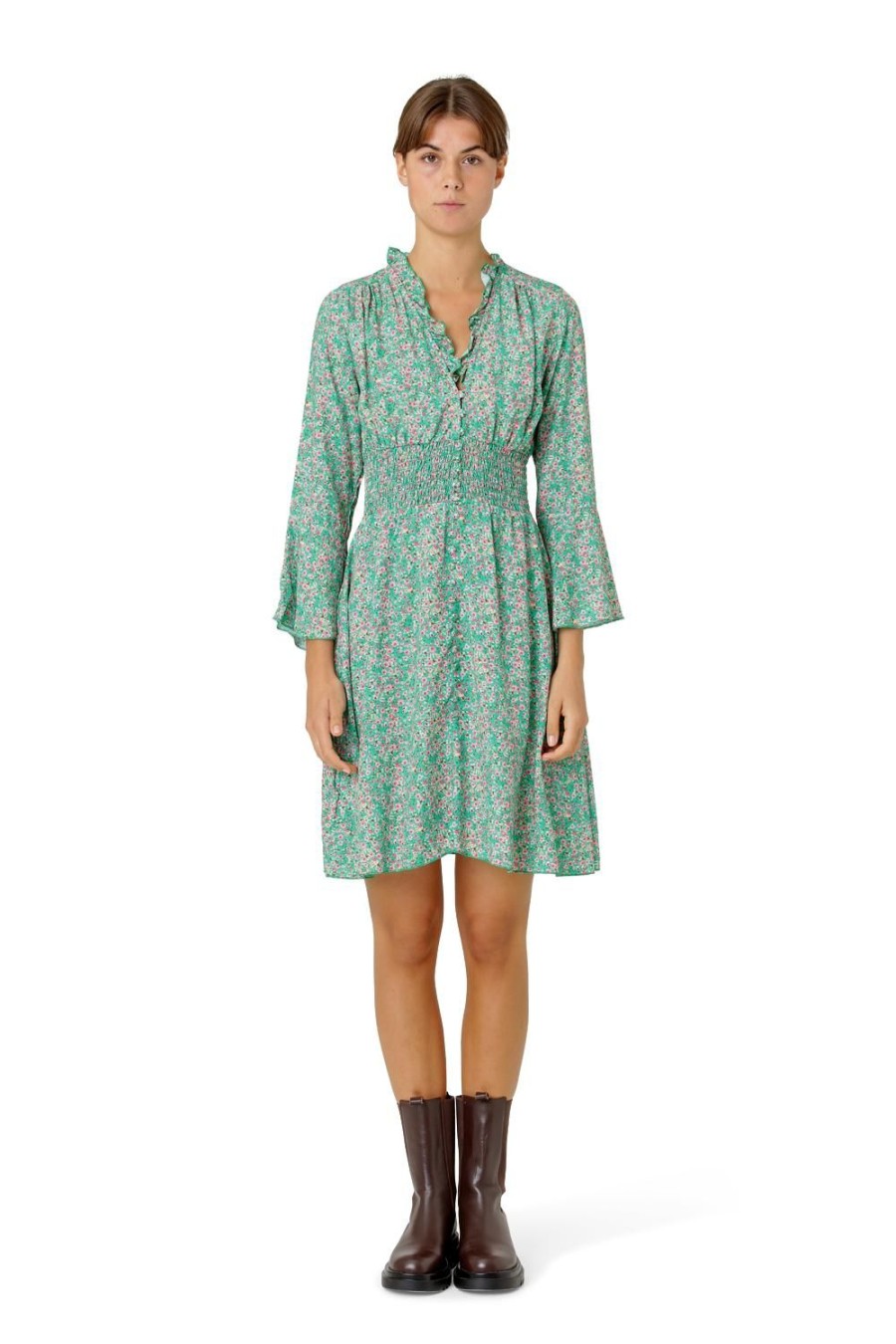 Dresses | Americandreams Sally Short Dress Green Flower