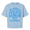 T-Shirts | Americandreams T-Shirt Cropped Light Blue La California Cotton Tee W/Blue Letters