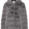 Outerwear | Americandreams Blake Short Faux Fur Jacket Dark Grey