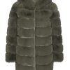 Outerwear | Americandreams Blake Faux Fur Coat Long Dusty Green