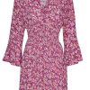 Dresses | Americandreams Sally Short Dress Lilac Bordeaux Big Flower