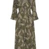 Dresses | Americandreams Sally Cotton Long Dress Army Green Flower