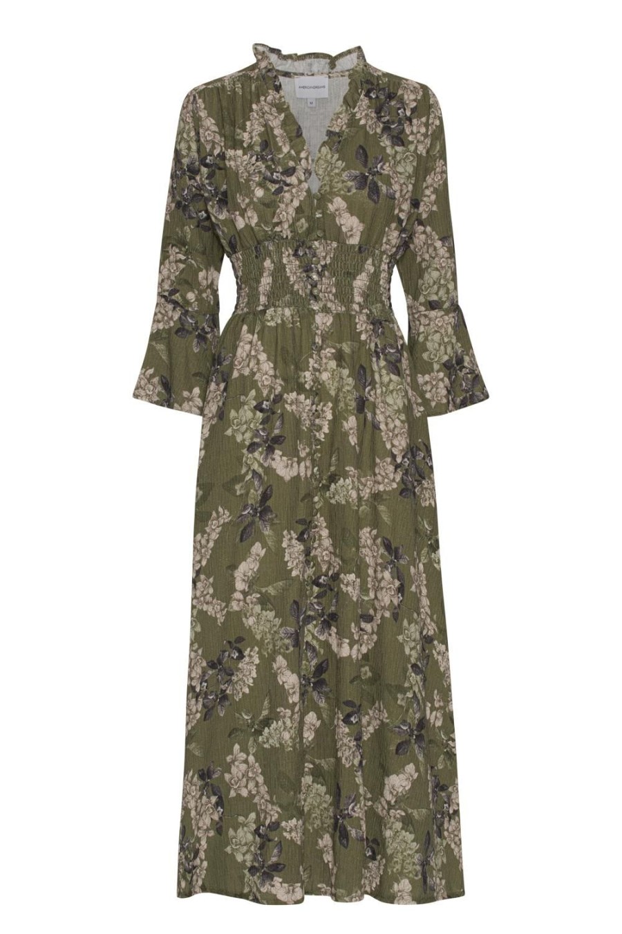 Dresses | Americandreams Sally Cotton Long Dress Army Green Flower