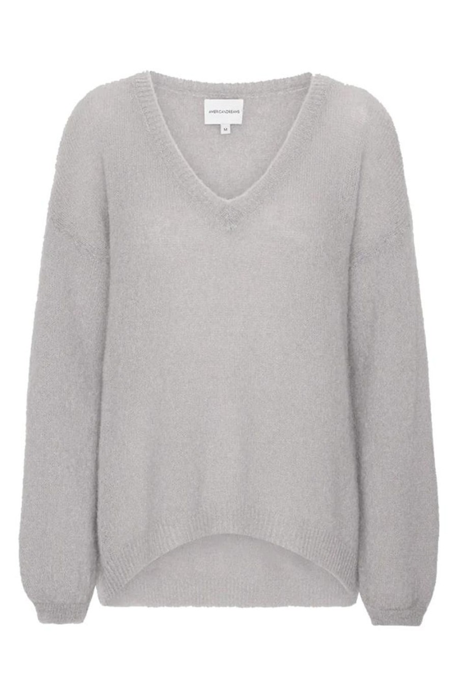 Knitwear | Americandreams Silja V Neck Knit Light Grey