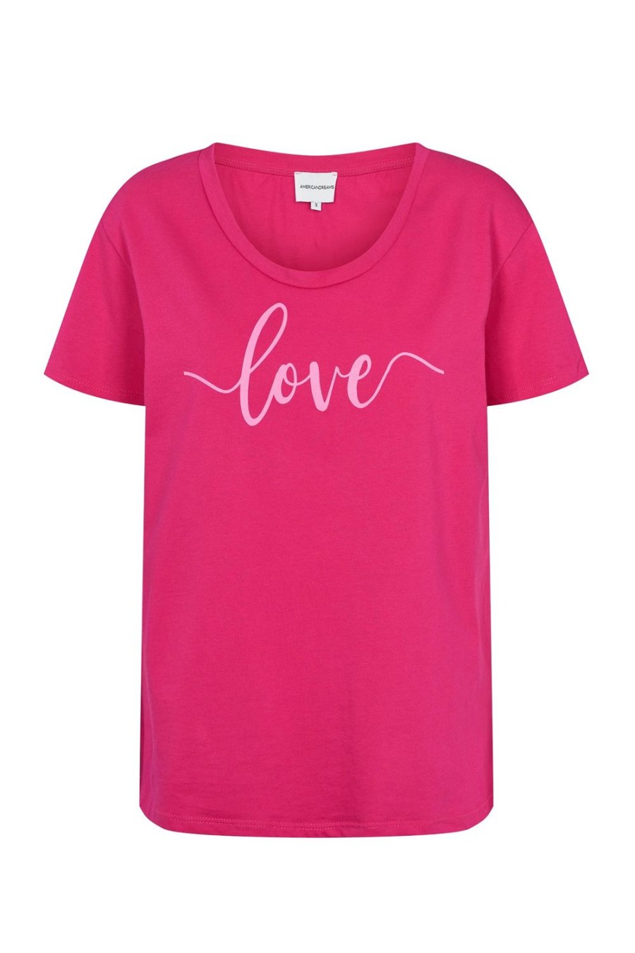 T-Shirts | Americandreams T-Shirt Pink Love Cotton Tee W/Light Pink Letters