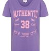 T-Shirts | Americandreams T-Shirt Lilac 38 East Authentic Cotton Tee W/Pink Letters