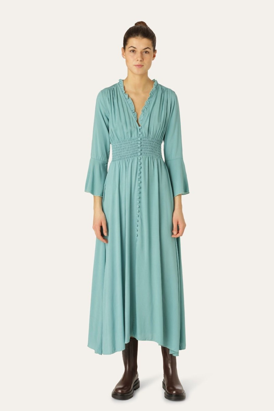 Dresses | Americandreams Sally Long Dress Turquoise Solid