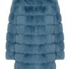 Outerwear | Americandreams Blake Faux Fur Coat Long Teal Blue